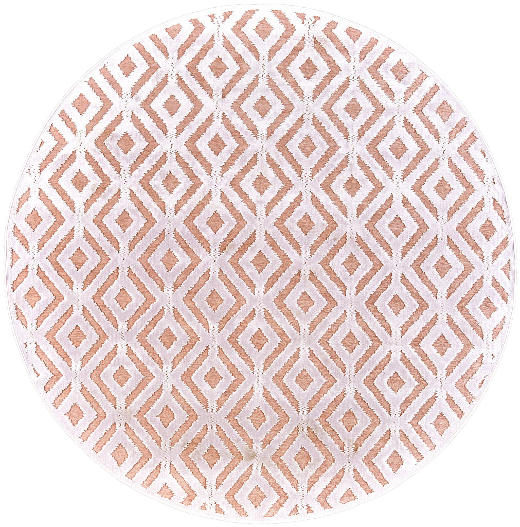 Saphir Mira Modern Solid Pink White Area Rug (7'6" x 7'6")