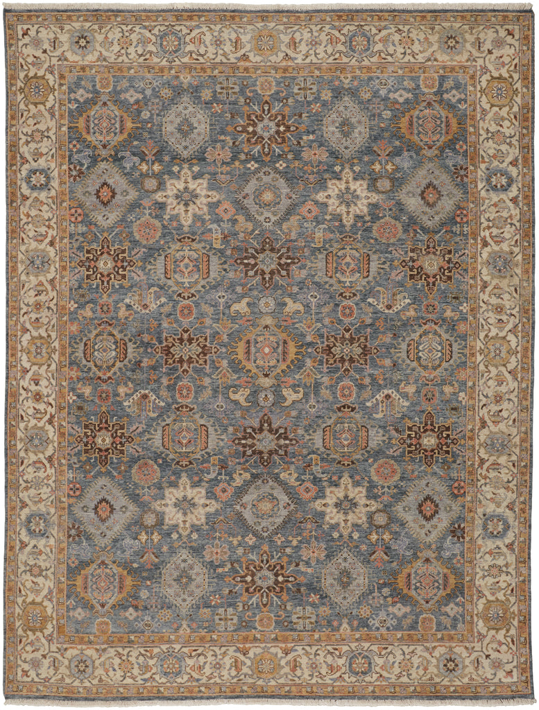 Marabel Traditional Medallion Blue Tan Brown Area Rug (2' x 3')