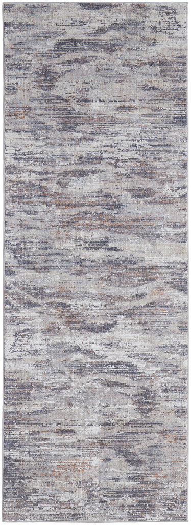 Lennon Transitional Abstract Taupe Tan Orange Area Rug (2'10" x 8')