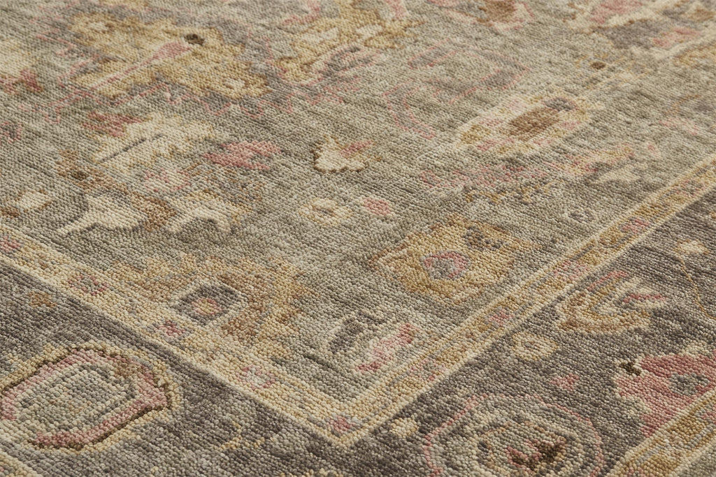 Carrington Traditional Oriental Gray Gold Pink Area Rug (2'6" x 8')