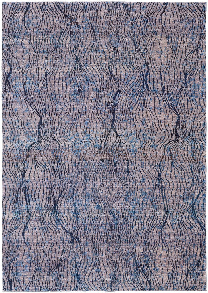 Mathis Transitional Abstract Blue Pink Tan Area Rug (8'10" x 12' / Pattern 2)