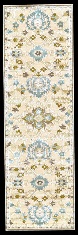 Saphir Mah Modern Floral Botanical Tan Gray Blue Area Rug (2'2" x 4')