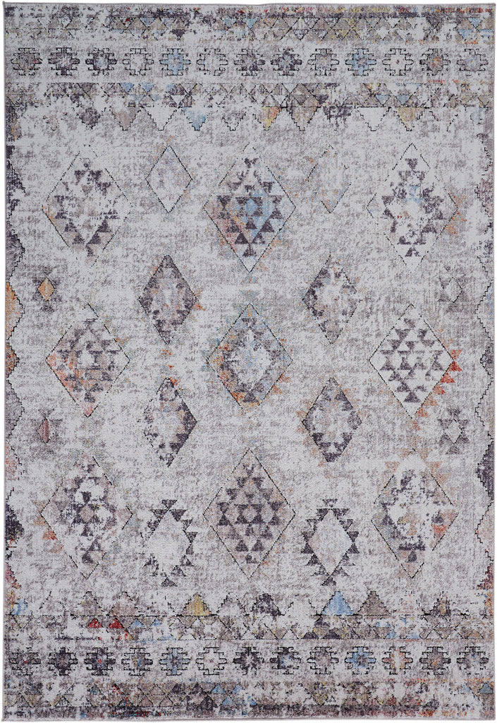 Armant Traditional Moroccan Gray Taupe Blue Area Rug (5'3" x 7'6")