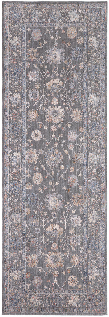 Thackery Transitional Oriental Taupe Blue Orange Area Rug (2'7" x 7'10")