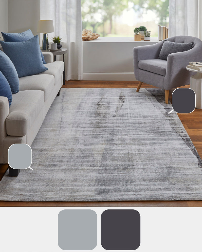 Emory Modern Abstract Gray Taupe Ivory Area Rug (2' x 3')