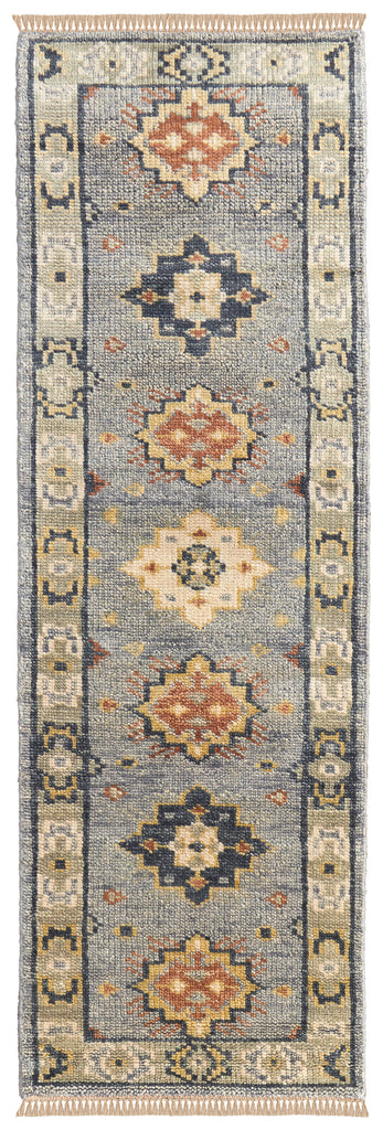 Fillmore Transitional Diamond Blue Taupe Gray Area Rug (2'6" x 12')