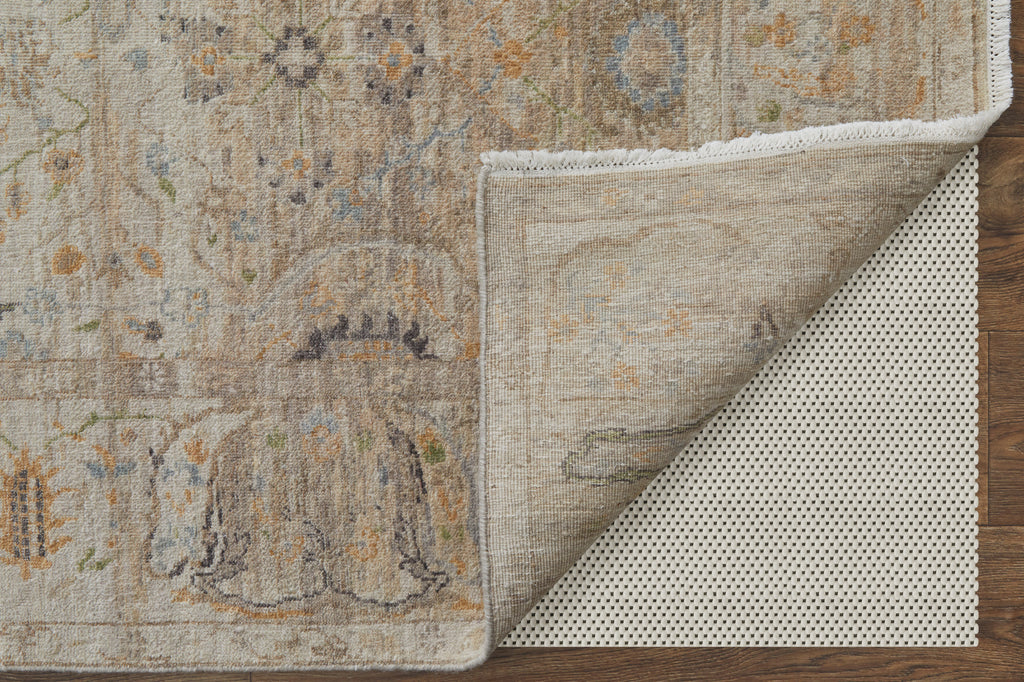 Rowen Transitional Floral Botanical Taupe Ivory Tan Area Rug (7'9" x 9'9")