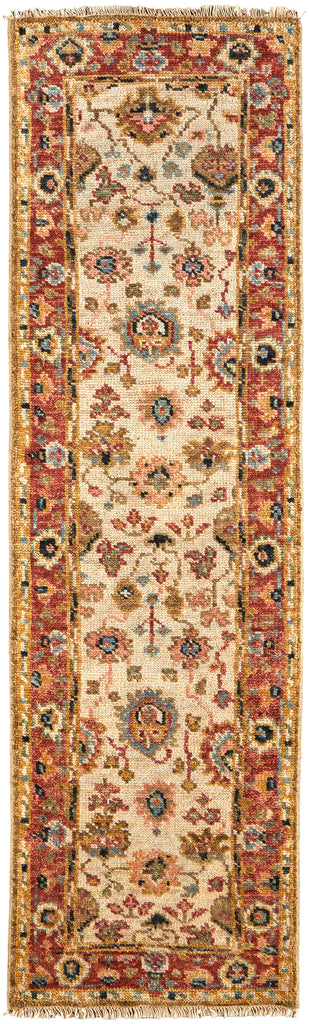 Carrington Traditional Oriental Ivory Red Blue Area Rug (2'6" x 8')