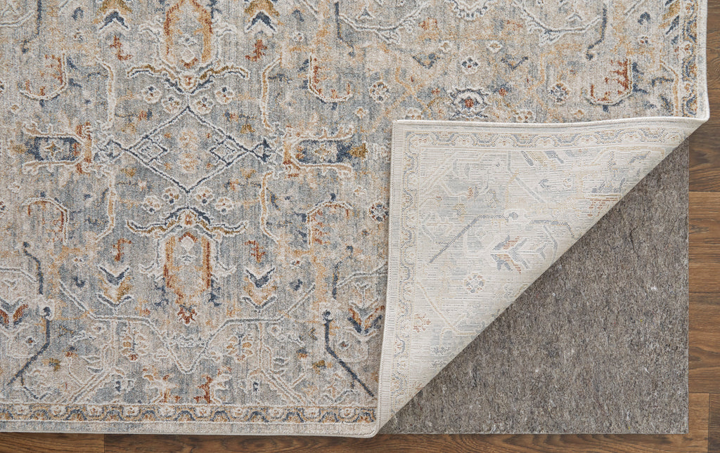 Pasha Transitional Distressed Ivory Blue Tan Area Rug (7'10" x 10'3")