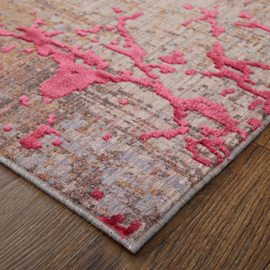 Pryor Modern Abstract Pink Gray Taupe Area Rug (2' x 3')