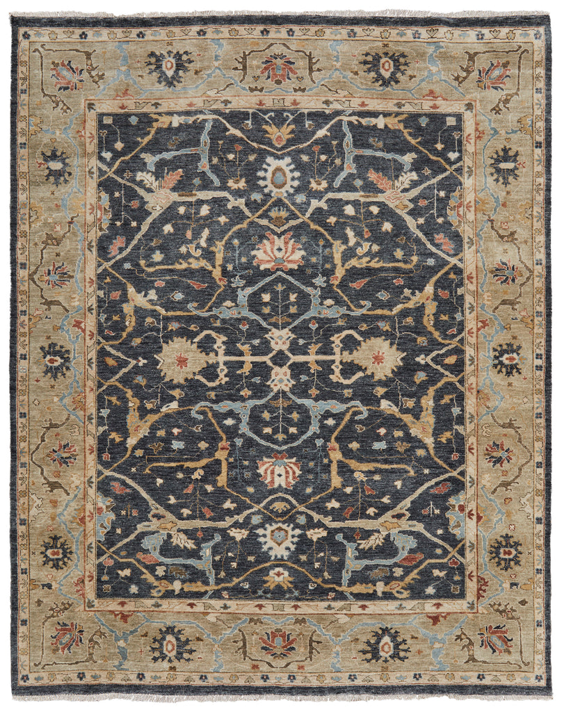 Anders Transitional Oriental Blue Taupe Yellow Area Rug (2' x 3')