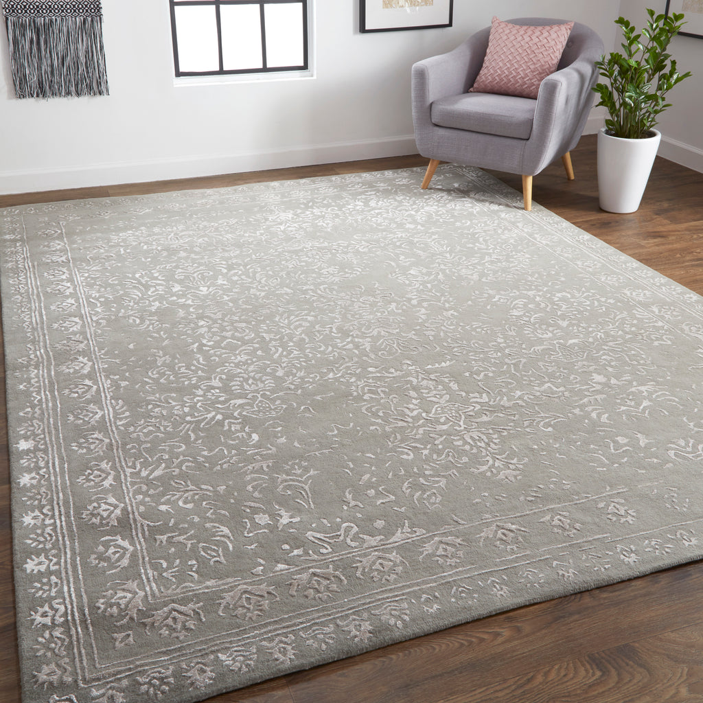 Bella Transitional Oriental Gray Taupe Silver Area Rug (2' x 3')