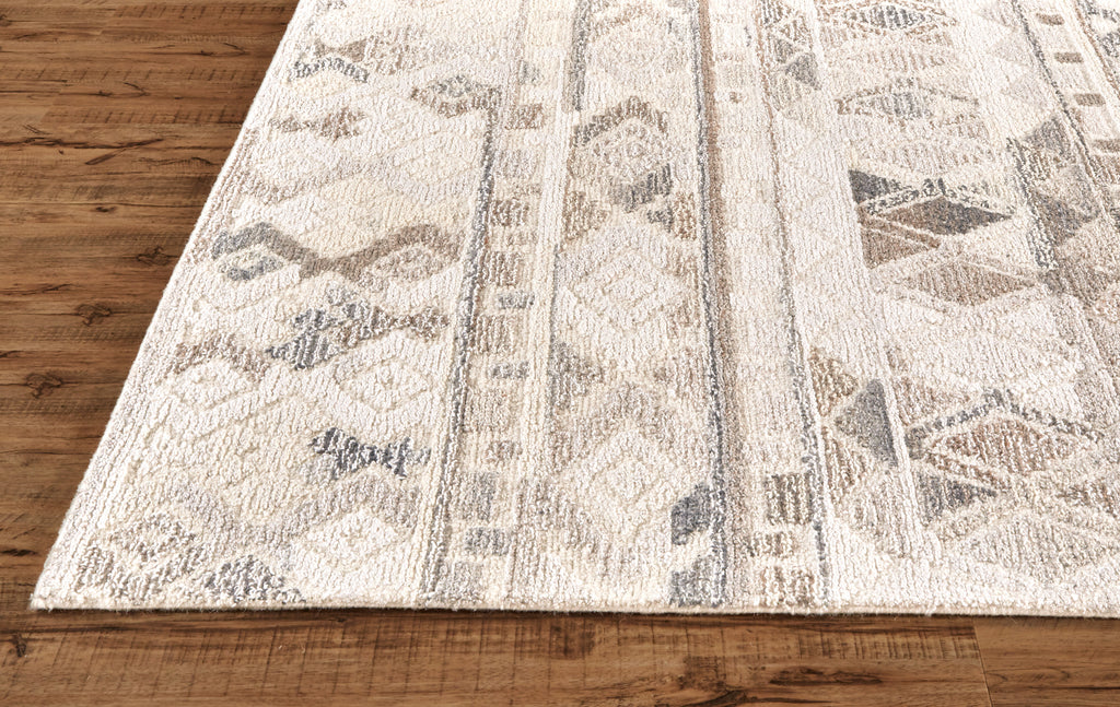 Asher Transitional Distressed Ivory Tan Gray Area Rug (8' x 8')