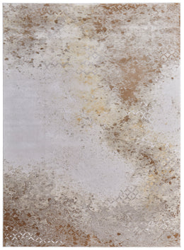 Waldor Modern Watercolor Brown Tan Ivory Area Rug (12' x 15')