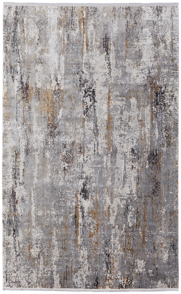 Cadiz Modern Abstract Ivory Gray Gold Area Rug (7'9" x 11')