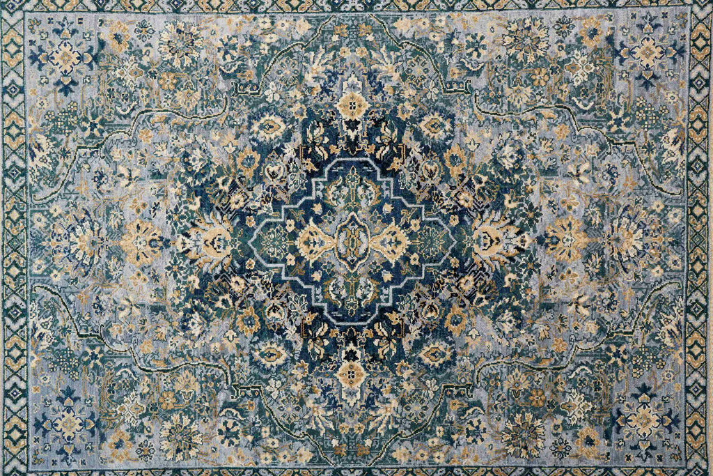 Dalia Luxe Modern Oriental Blue Gray Tan Area Rug (2' x 3')