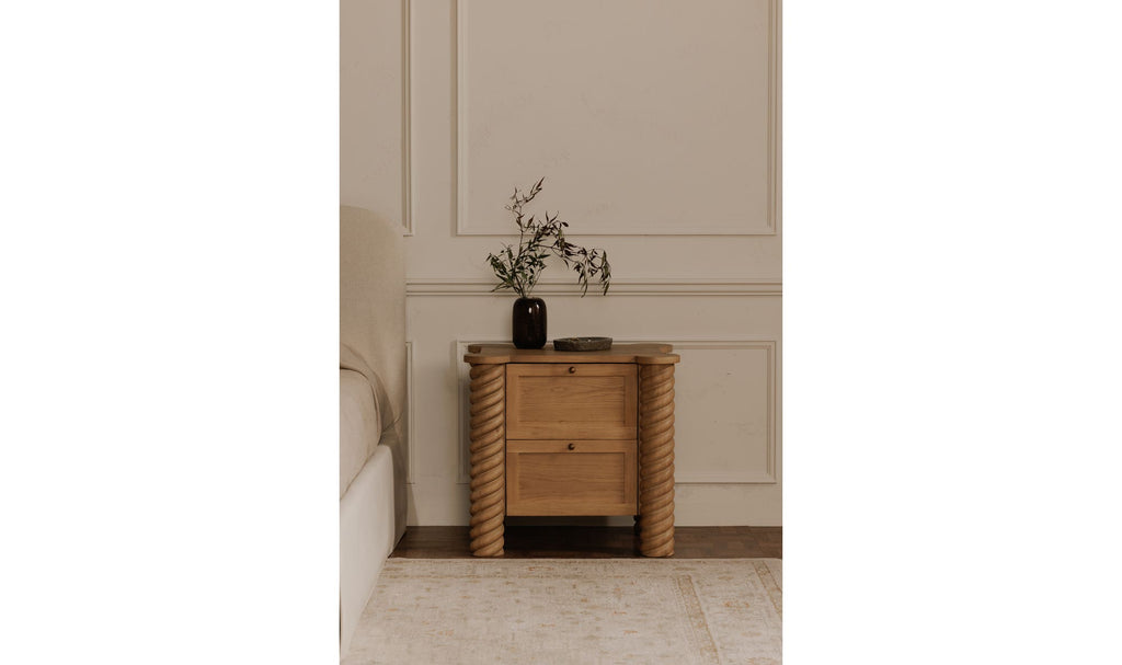 Treccia 2 Drawer Nightstand Oak