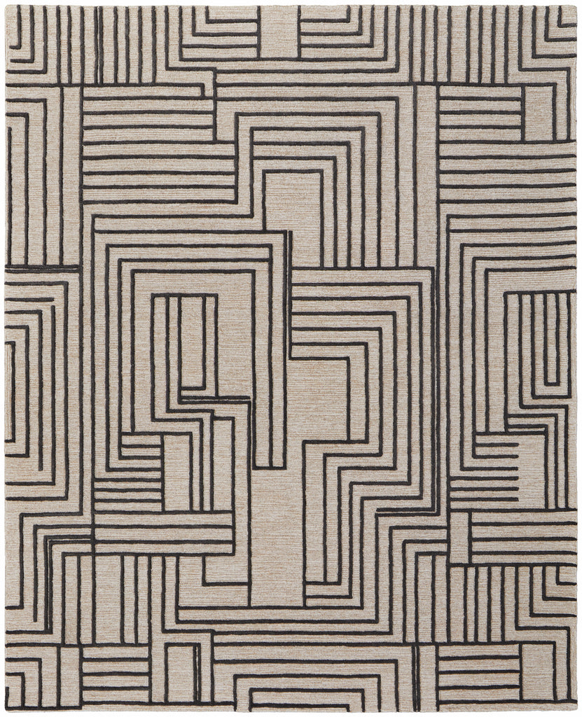 Gansett Modern Geometric Tan Brown Area Rug (9'6" x 13'6")