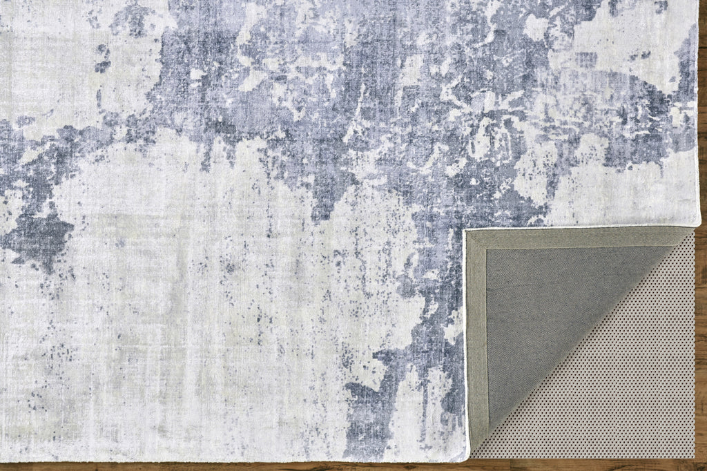 Emory Modern Abstract Blue Gray Ivory Area Rug (10' x 14')