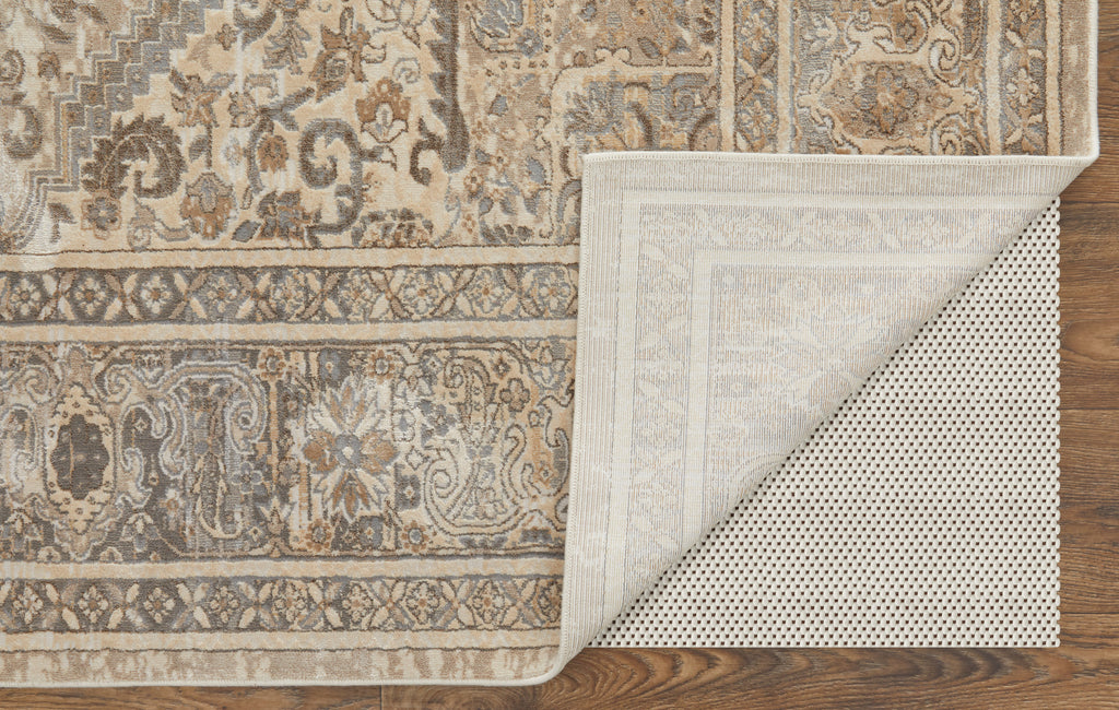 Celene Traditional Medallion Tan Brown Ivory Area Rug (3'9" x 5'7")