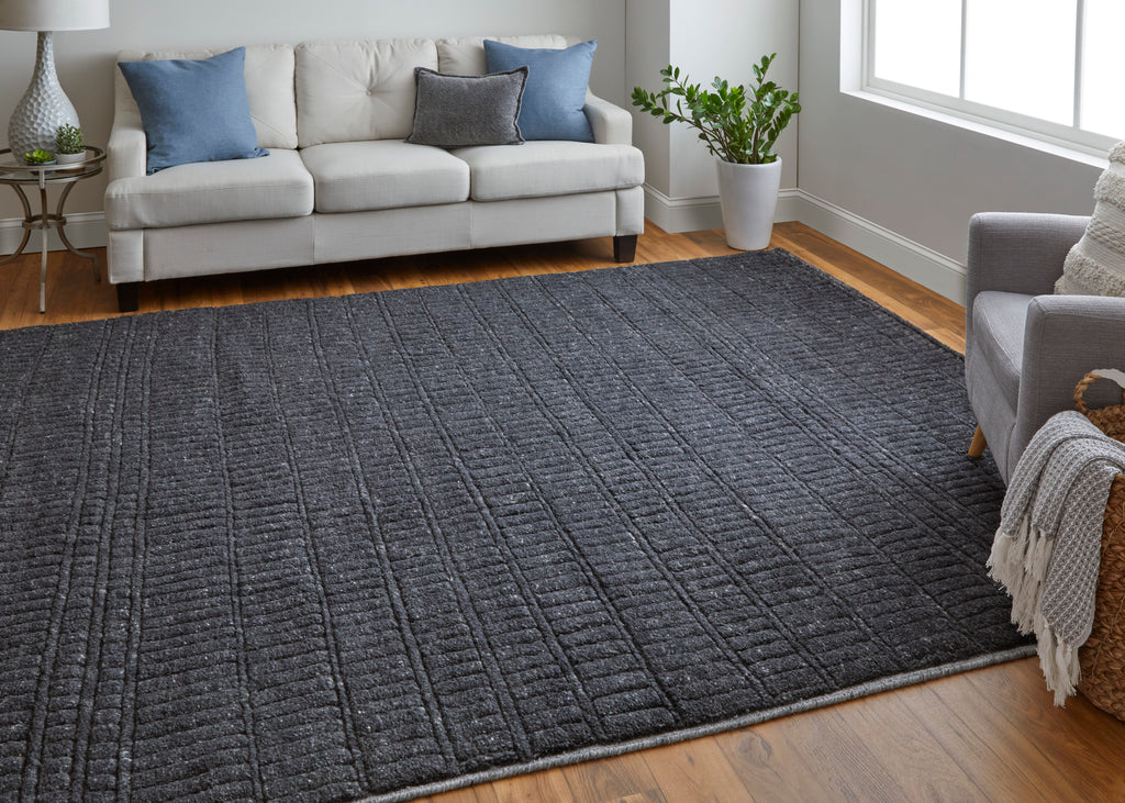 Vesper Transitional Solid Black Area Rug (2' x 3')