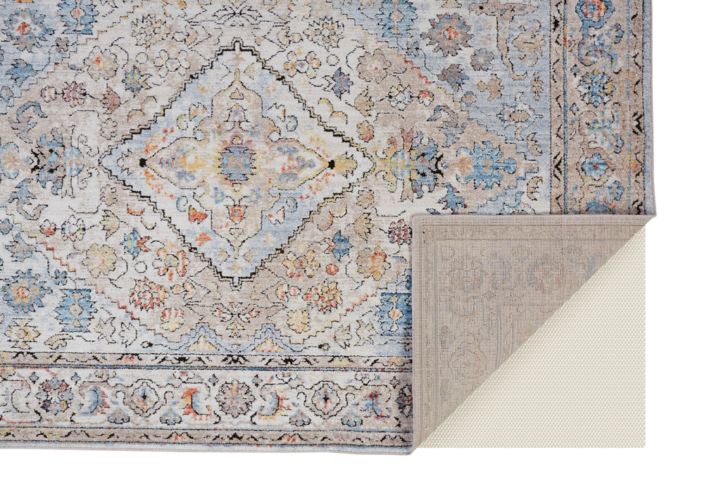 Armant Traditional Medallion Taupe Blue Gray Area Rug (6'7" x 9'6")