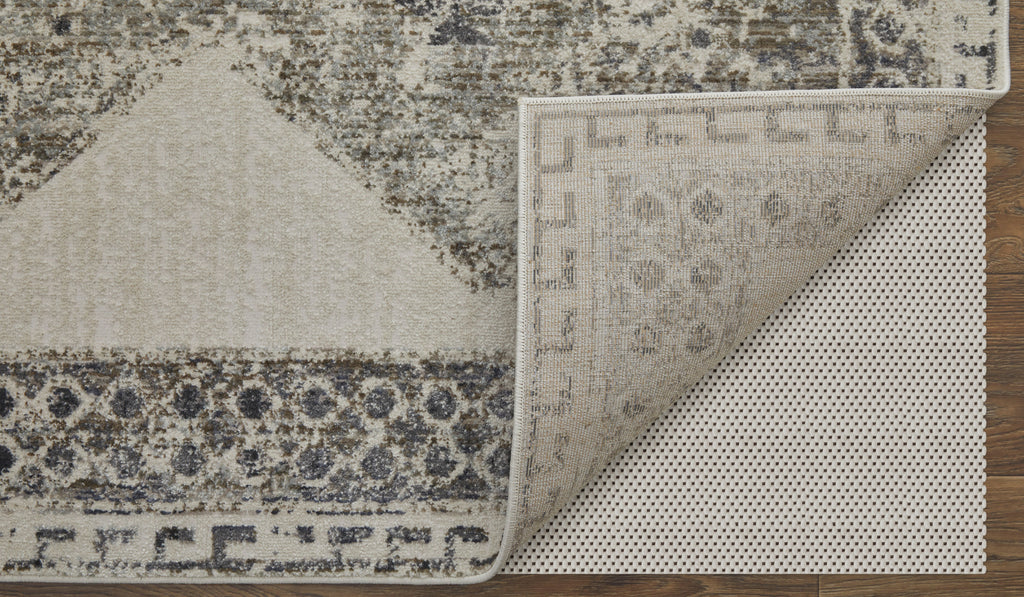 Kano Transitional Distressed Ivory Taupe Gray Area Rug (10'2" x 13'9" / Pattern 1)