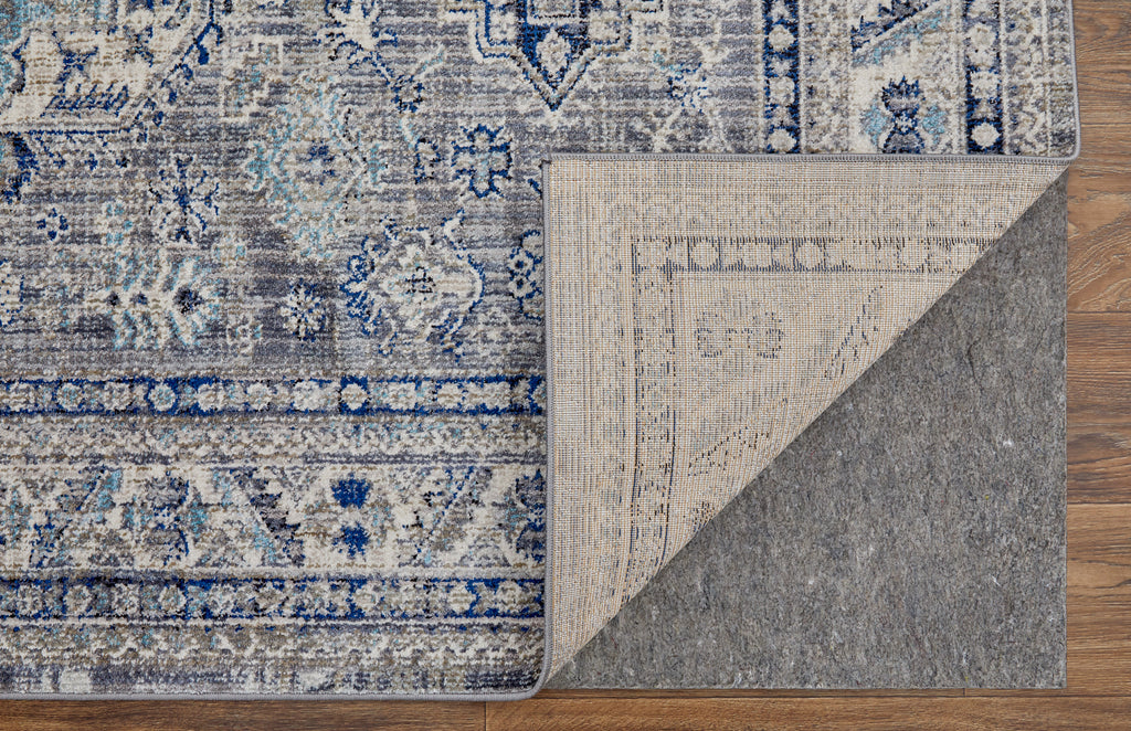 Bellini Transitional Medallion Taupe Gray Blue Area Rug (7'10" x 7'10")