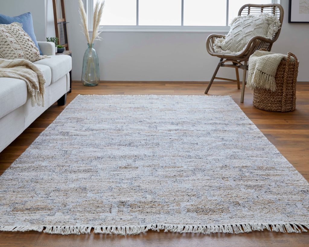 Beckett Transitional Trellis Lattice Tan Gray Ivory Area Rug (3'6" x 5'6")