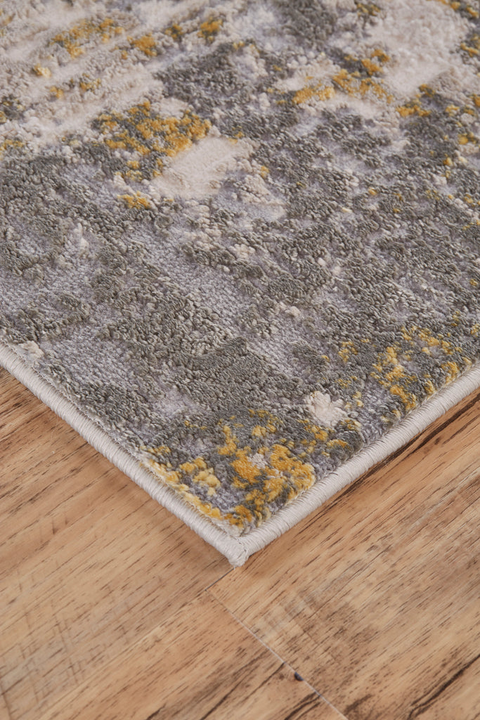 Waldor Modern Abstract Gray Gold Area Rug (10' x 13'2")