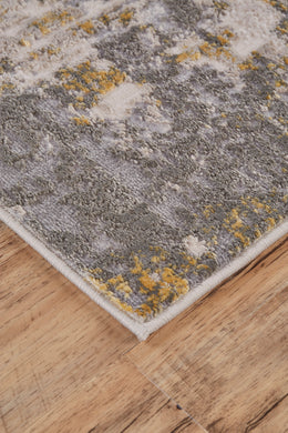 Waldor Modern Abstract Gray Gold Area Rug (6'7" x 9'6")