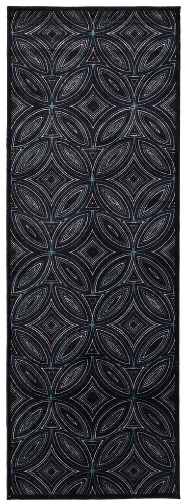 Azeri Transitional Abstract Black Blue Area Rug (2'10" x 7'10")