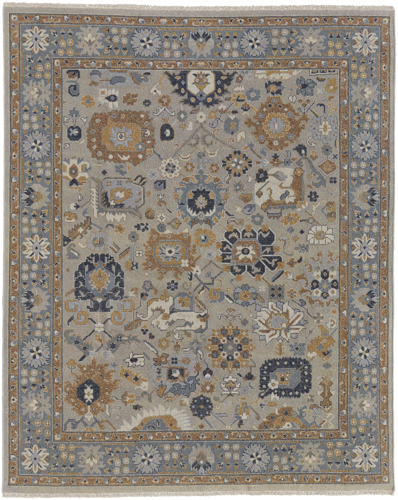 Corbitt Traditional Oriental Blue Brown Gray Area Rug (11'6" x 15')