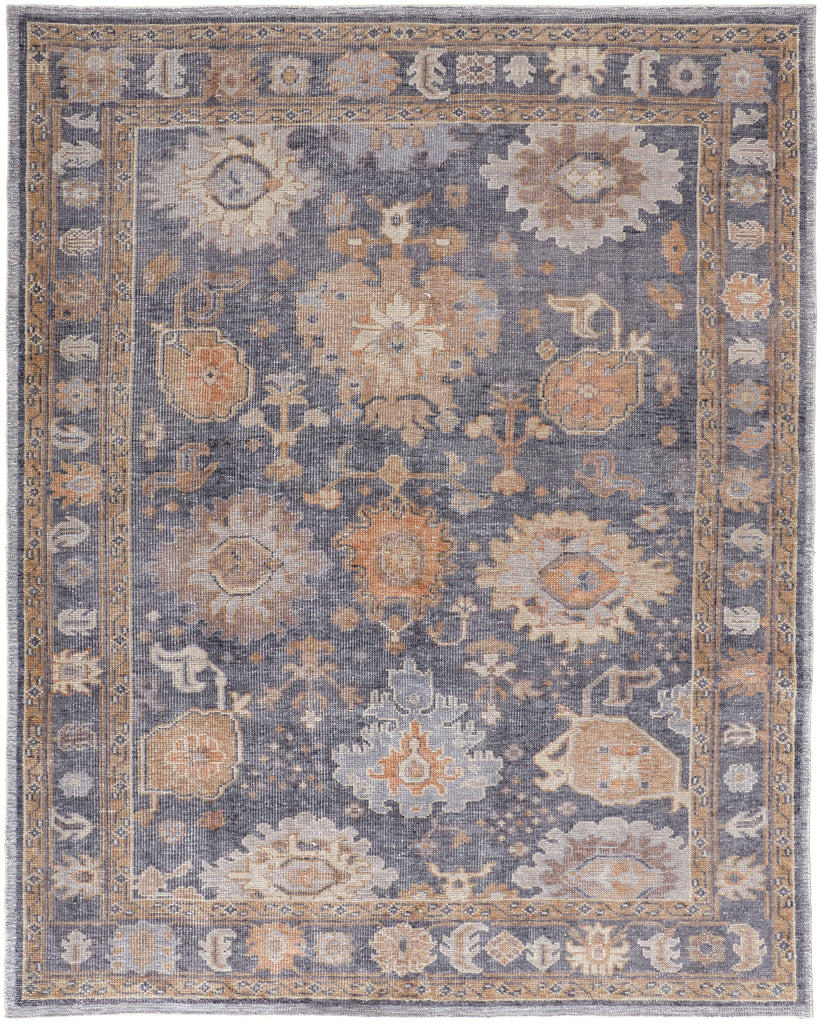 Wendover Transitional Oriental Gray Blue Tan Area Rug (10' x 14')