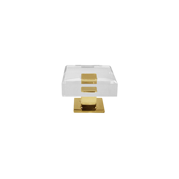 Square Acrylic And Brass Knob