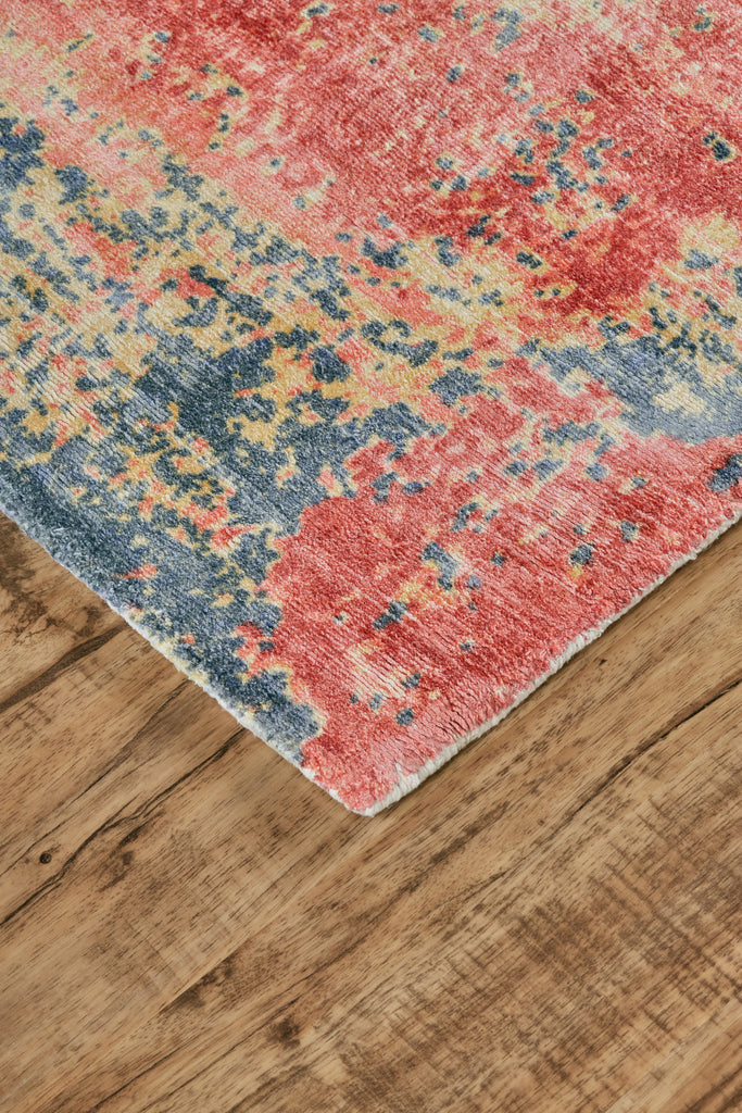 Emory Modern Abstract Red Blue Pink Area Rug (2' x 3')