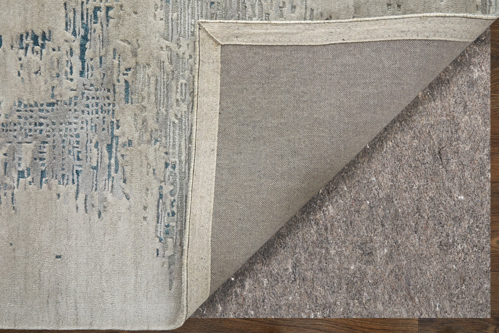 Zarah Modern Abstract Gray Taupe Blue Area Rug (5' x 8')