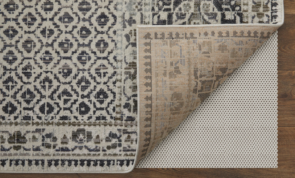 Kano Transitional Distressed Ivory Taupe Gray Area Rug (8'9" x 8'9")