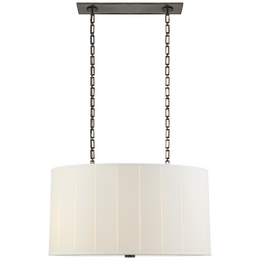 Perfect Pleat Oval Hanging Shade - Bronze With Silk Shade