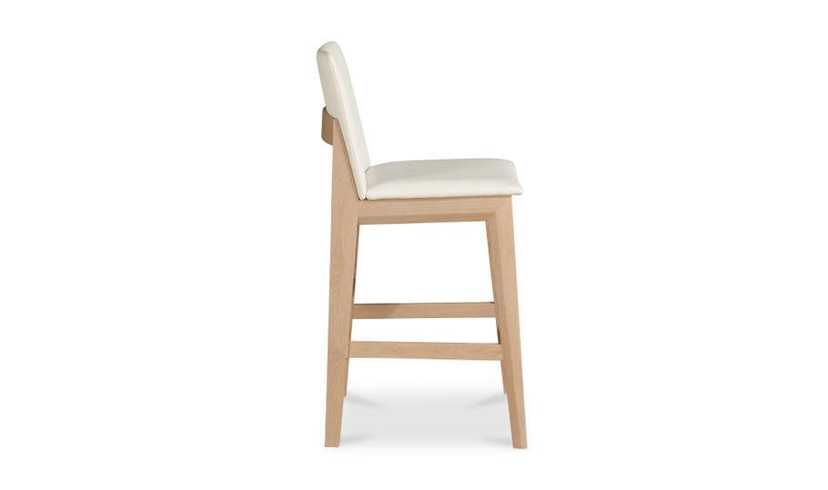 Deco Oak Counter Stool, White PVC