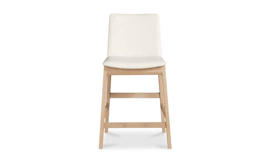 Deco Oak Counter Stool, White PVC