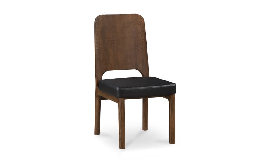 Kerr Dining Chair Walnut Stained Black Vegan Leather, Set Of Two