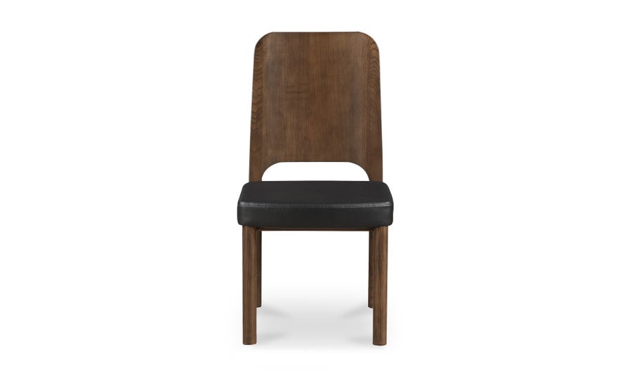 Kerr Dining Chair Walnut Stained Black Vegan Leather, Set Of Two