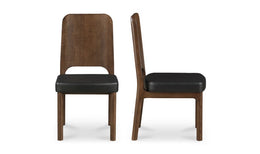 Kerr Dining Chair Walnut Stained Black Vegan Leather, Set Of Two