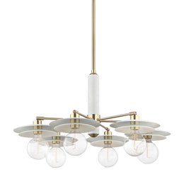 Milla Chandelier - Aged Brass/White