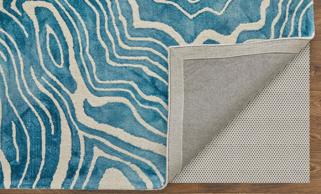 Lorrain Modern Abstract Blue Ivory Area Rug (8' x 11')