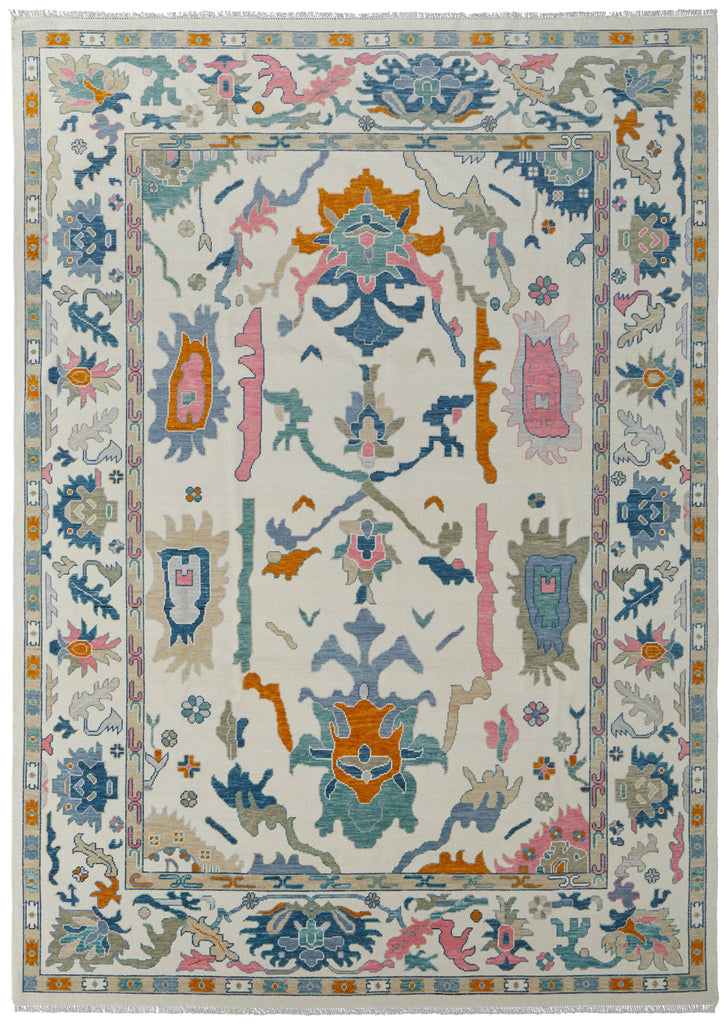 Karina Transitional Floral Botanical Ivory Blue Pink Area Rug (2' x 3')