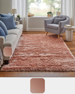 Indochine Modern Solid Pink Area Rug (2' x 3'4" / Pattern 1)