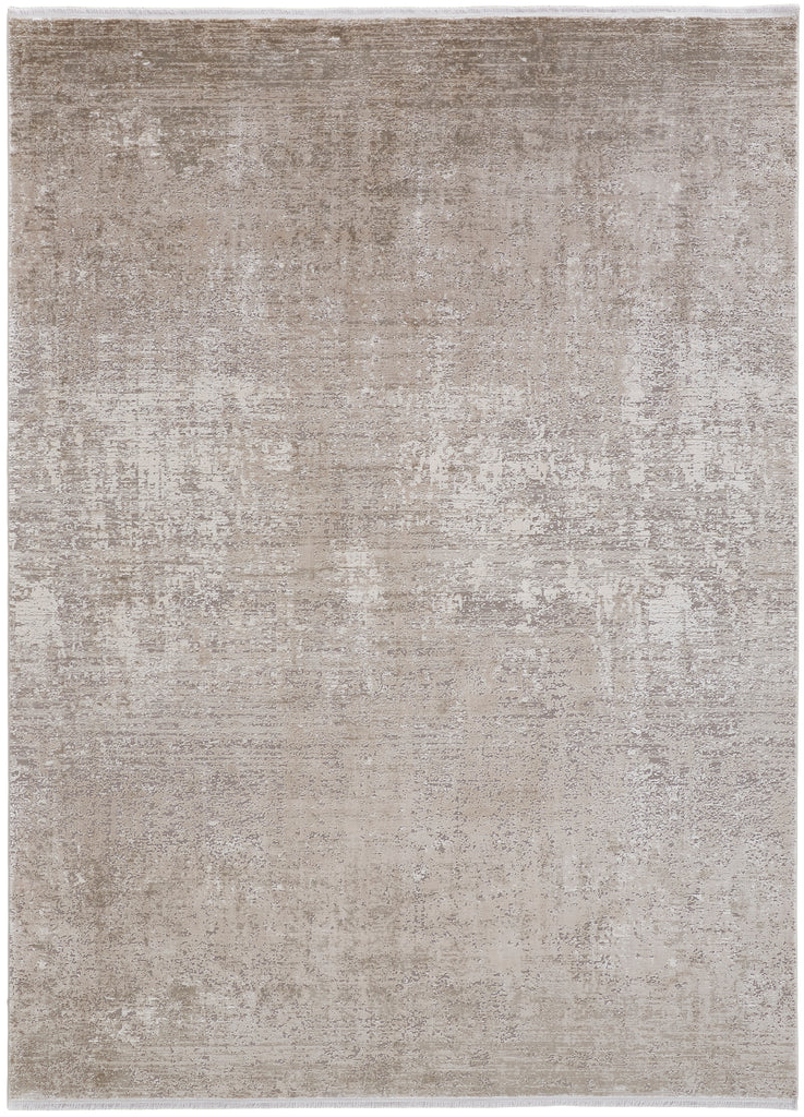 Cadiz Modern Abstract Tan Ivory Gray Area Rug (6'6" x 9'6")