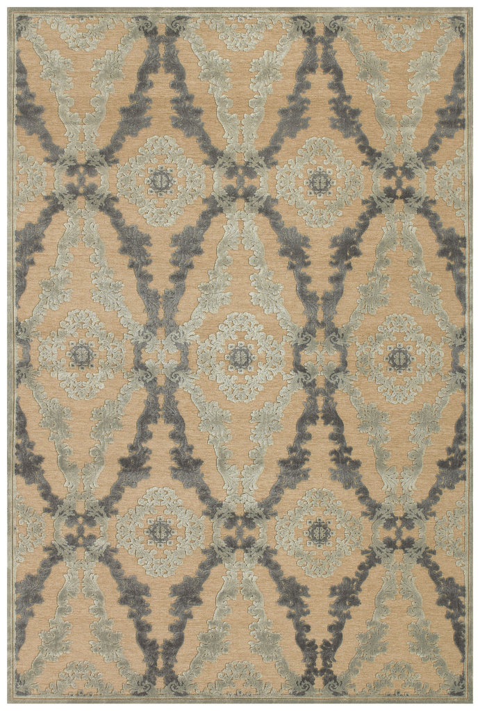 Saphir Transitional Trellis Lattice Tan Gray Taupe Area Rug (2'2" x 4')